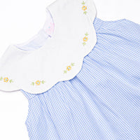 Dew Drop Daisies Embroidered Short Set, Blue