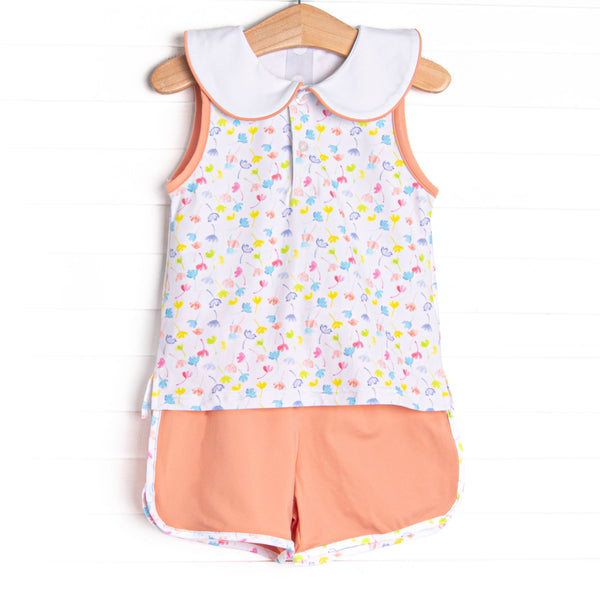 Watercolor Wildflowers Short Set, Orange