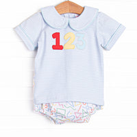 Counting Curriculum Applique Diaper Set, Blue
