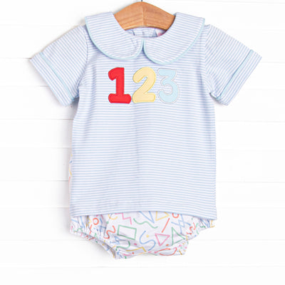 Counting Curriculum Applique Diaper Set, Blue