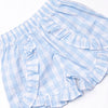 All the Feels Smocked Ruffle Short Set, Blue Check