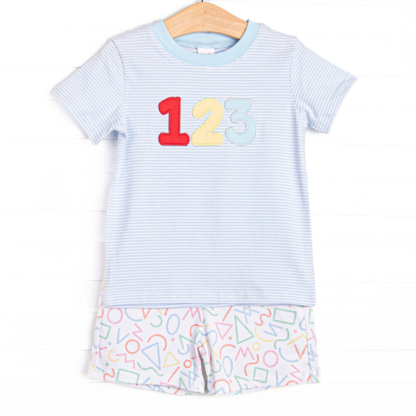 Counting Curriculum Applique Short Set, Blue