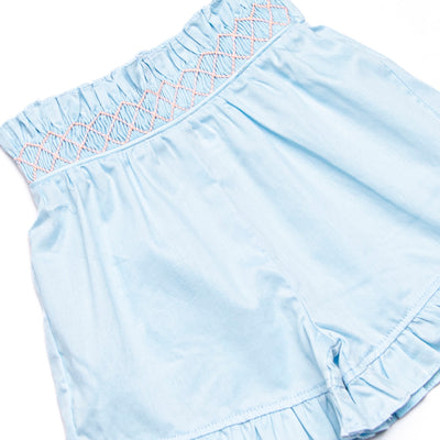 Bleu: Callaway Smocked Ruffle Short Set, Blue