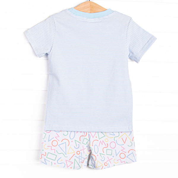 Counting Curriculum Applique Short Set, Blue