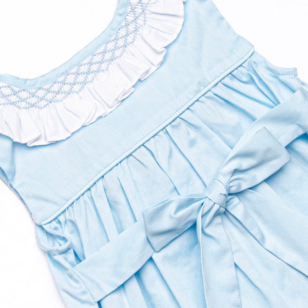 Bleu: Collins Smocked Diaper Set, Blue Pique