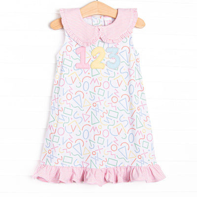 Counting Curriculum Applique Dress, Pink