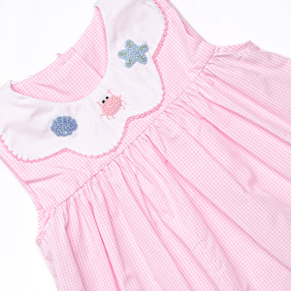 Ocean Treasure Embroidered Dress, Pink