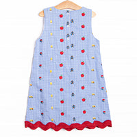 Schoolyard Studies Embroidered Dress, Blue