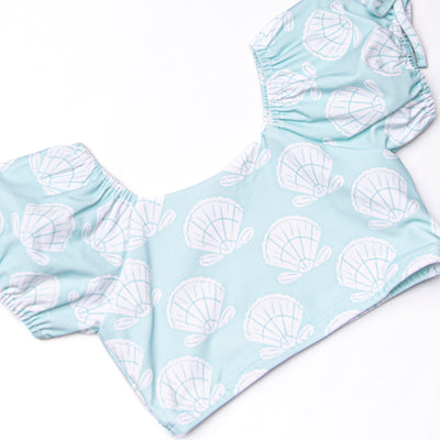 Shell Of A Time Puff Sleeve Bikini, Green