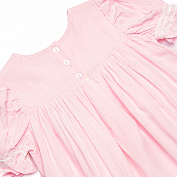 Bleu: Birthday Keepsake Embroidered Heirloom Bubble, Pink