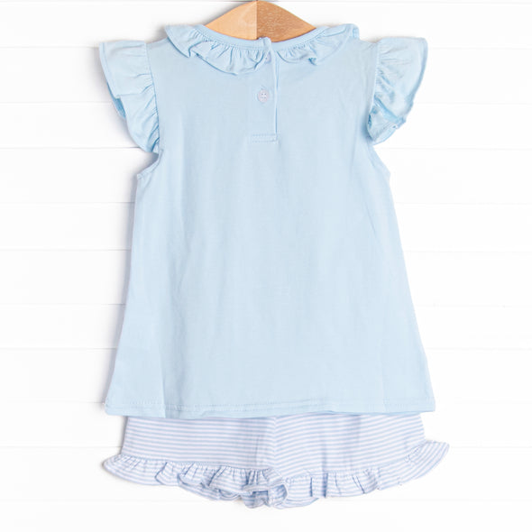 Snack Time Slices Applique Ruffle Short Set, Blue