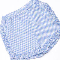 Anything is Popsicle Applique Ruffle Short Set, Blue Gingham