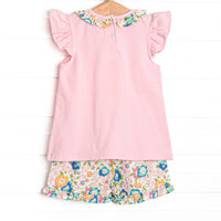 Blossom Breeze Ruffle Short Set, Pink
