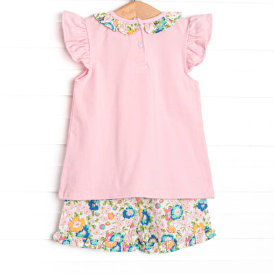 Blossom Breeze Ruffle Short Set, Pink