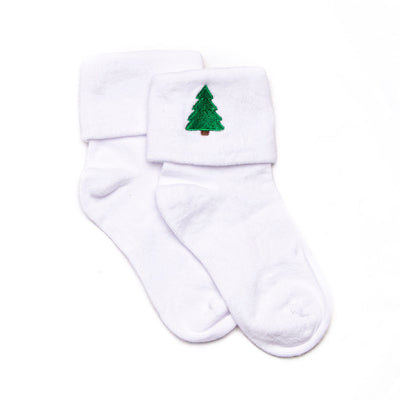 Lightweight knit material and Christmas Tree embroidery detail makes for the best socks for your little one !