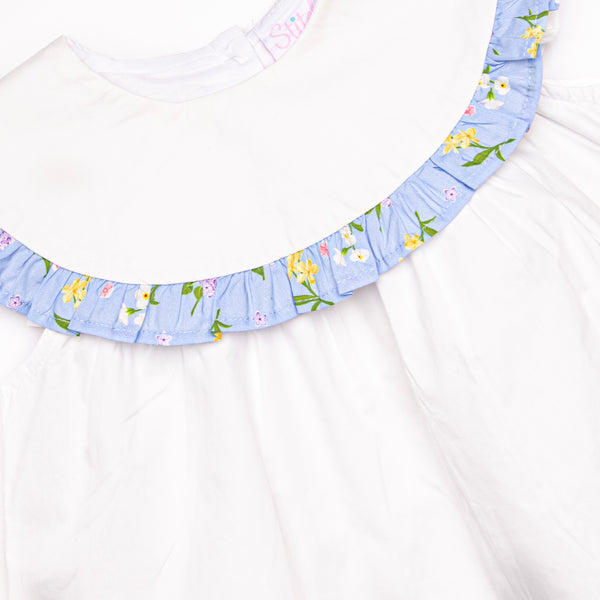 Flower Bed Blooms Ruffle Short Set, Blue