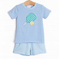 Pickle Player Applique Short Set, Blue
