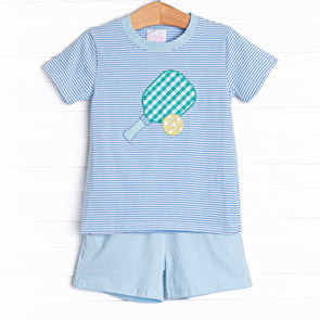 Pickle Player Applique Short Set, Blue