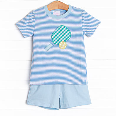 Pickle Player Applique Short Set, Blue