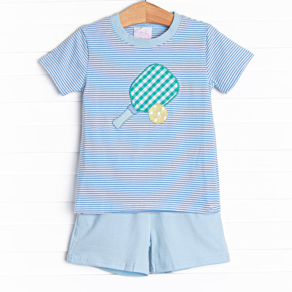 Pickle Player Applique Short Set, Blue