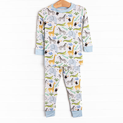 Animal Crossing Bamboo Pajama Set, Blue