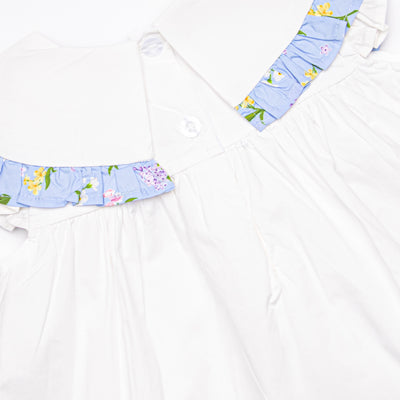 Flower Bed Blooms Ruffle Short Set, Blue