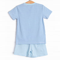 Pickle Player Applique Short Set, Blue