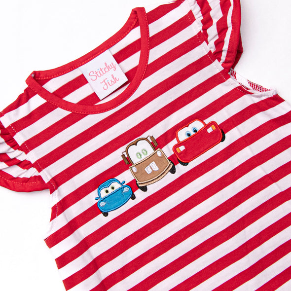 Life Is A Highway Applique Dress, Red