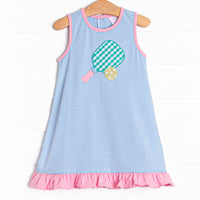 Pickle Player Applique Dress, Blue