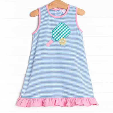 Pickle Player Applique Dress, Blue