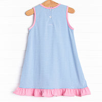 Pickle Player Applique Dress, Blue