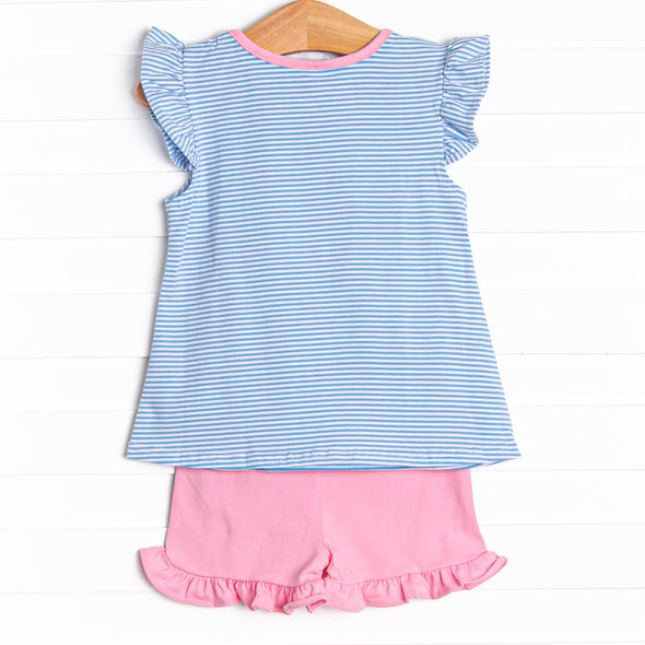 Pickle Player Applique Ruffle Short Set, Blue