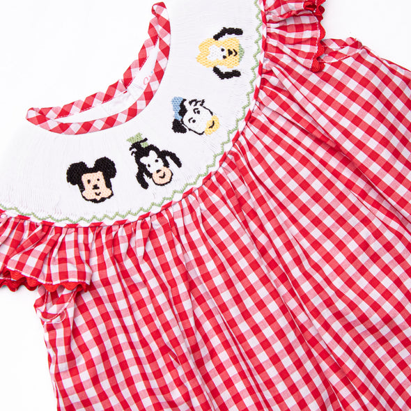 Clubhouse Characters Smocked Bishop Dress, Red