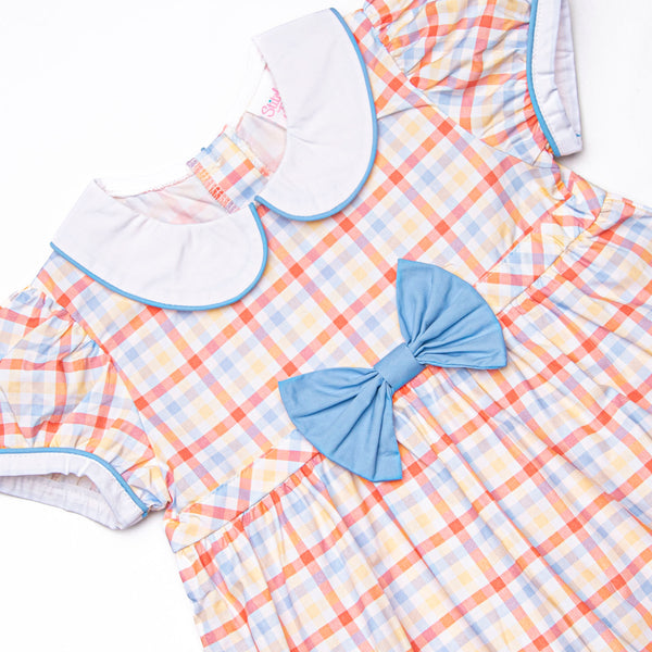Preparatory Plaid Ruffle Short Set, Blue