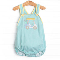Birdie Breeze Applique Sunsuit, Mint Stripe