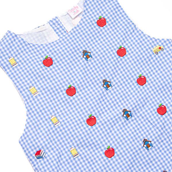 Schoolyard Studies Embroidered Dress, Blue