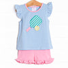 Pickle Player Applique Ruffle Short Set, Blue