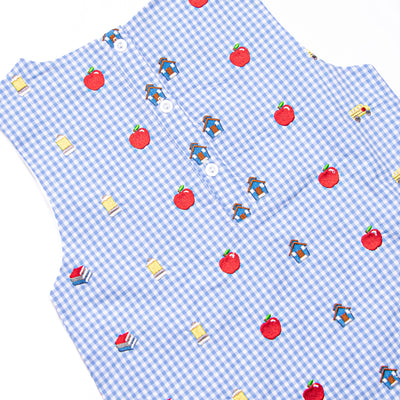 Schoolyard Studies Embroidered Dress, Blue
