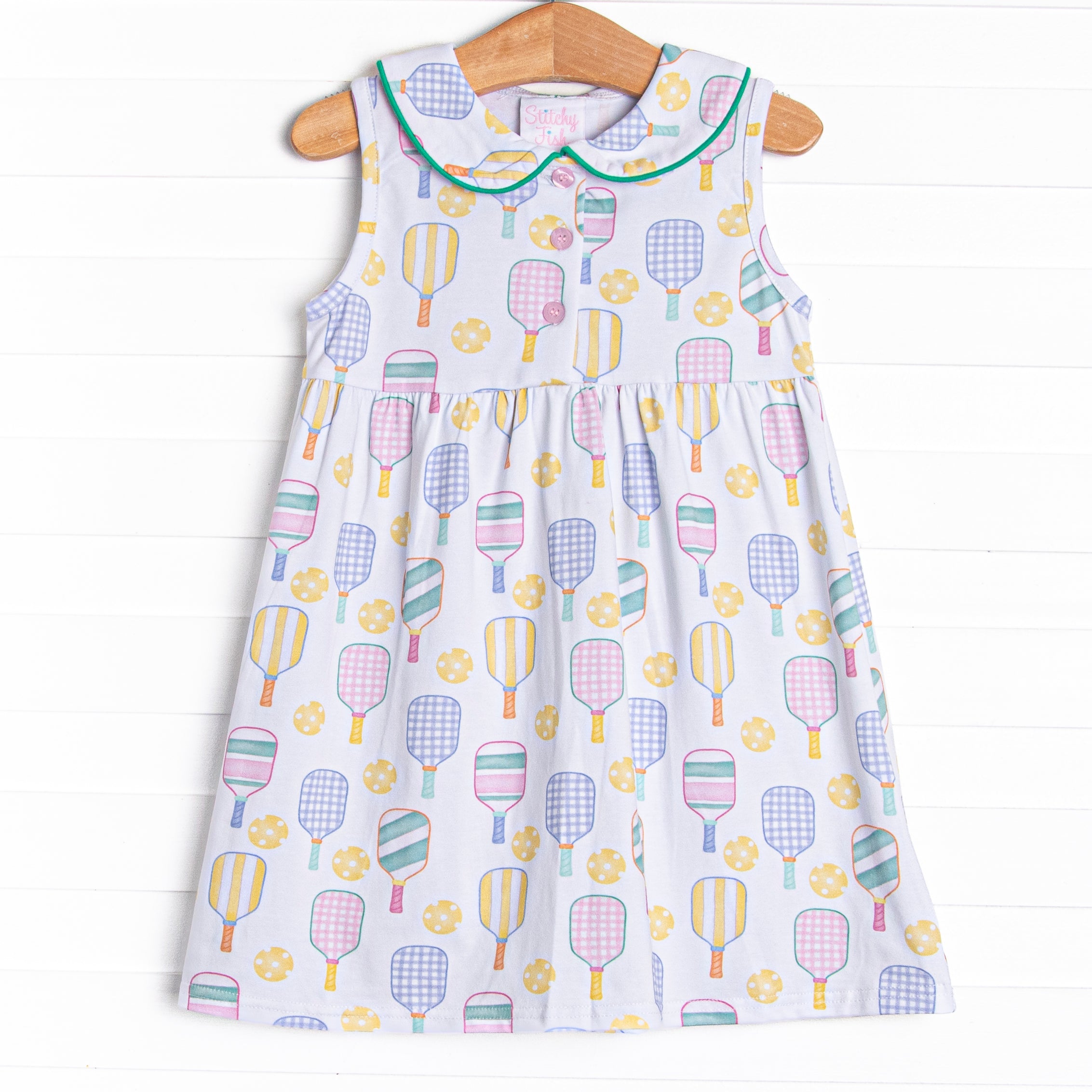 Girl's Pickle Player Dress in Green size 6 | Stitchy Fish Girl's Pickle Player Dress in Green size 6 | Stitchy Fish