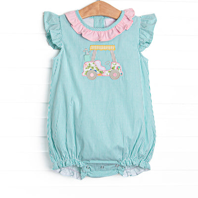 Birdie Breeze Applique Bubble, Mint Stripe