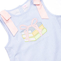Noteworthy New Year Applique Dress, Blue Seersucker