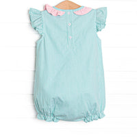 Birdie Breeze Applique Bubble, Mint Stripe