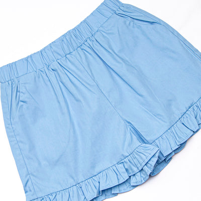 Preparatory Plaid Ruffle Short Set, Blue