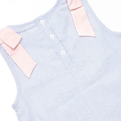 Noteworthy New Year Applique Dress, Blue Seersucker