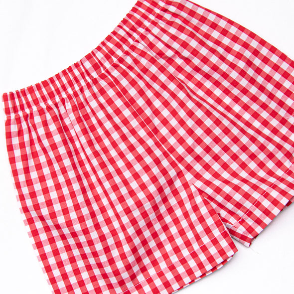 Clubhouse Characters Smocked Short Set, Red
