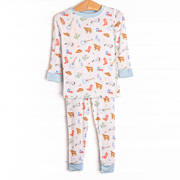 Howdy Texas Bamboo Pajama Set, Blue