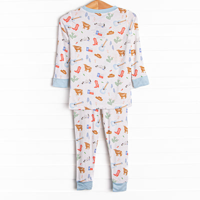 Howdy Texas Bamboo Pajama Set, Blue