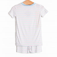 Pastel Pinstripe Bamboo Pajama Short Set, Blue