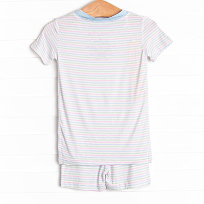 Pastel Pinstripe Bamboo Pajama Short Set, Blue