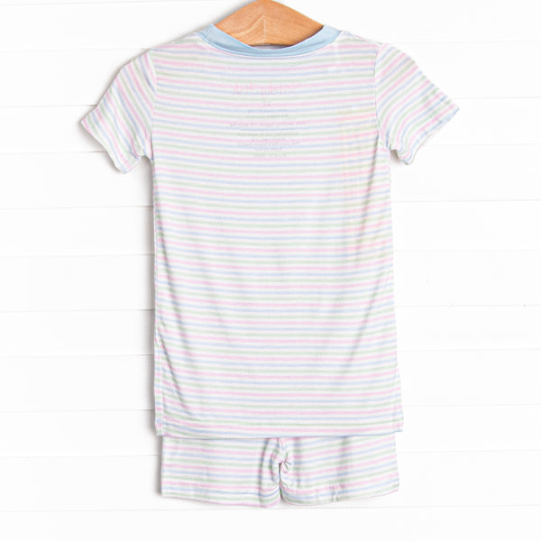 Pastel Pinstripe Bamboo Pajama Short Set, Blue